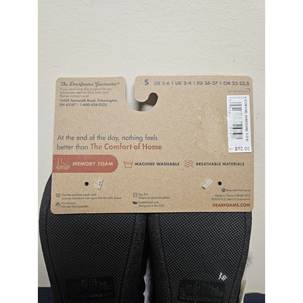 Dearfoams Womens Memory Foam Purple Quilted Clog Slippers Small 5-6 NEW - Picture 9 of 13